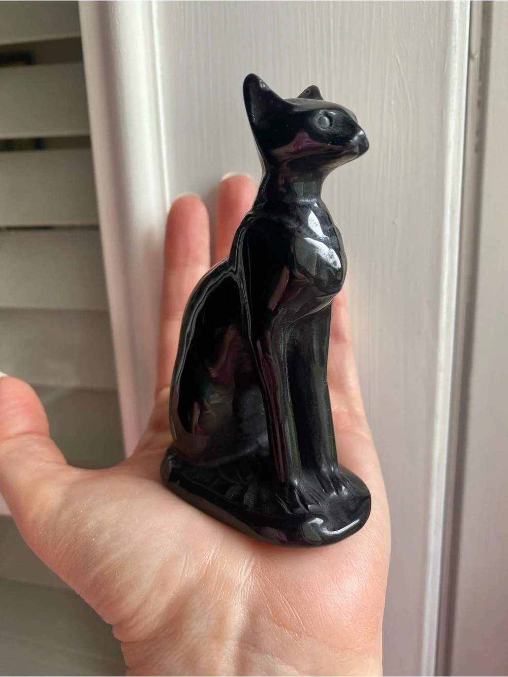 4 Inch Black Tourmaline Sphynx Cat Figurine 🖤🐱
